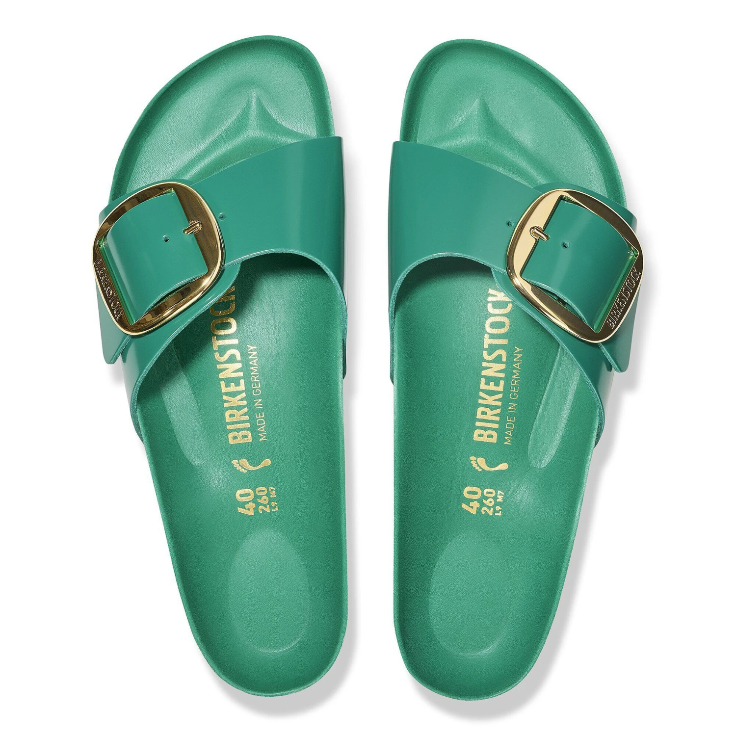 Birkenstock Madrid Big Buckle Natural Leather Patent High Shine Digital Green 2 Birkenstock Madrid Big Buckle Natural Leather Patent High Shine Digital Green - Image 2