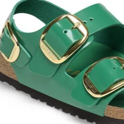 Birkenstock Milano Big Buckle Natural Leather Patent High Shine Digital Green -Birkenstock Shop 1025339 detail 1