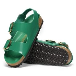Birkenstock Milano Big Buckle Natural Leather Patent High Shine Digital Green -Birkenstock Shop 1025339 sole
