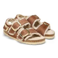 Birkenstock Milano Big Buckle Shearling Oiled Leather Cognac -Birkenstock Shop 1025379 pair