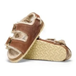 Birkenstock Milano Big Buckle Shearling Oiled Leather Cognac -Birkenstock Shop 1025379 sole