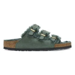 Birkenstock Florida Shearling Nubuck Leather Thyme -Birkenstock Shop 1025404 side