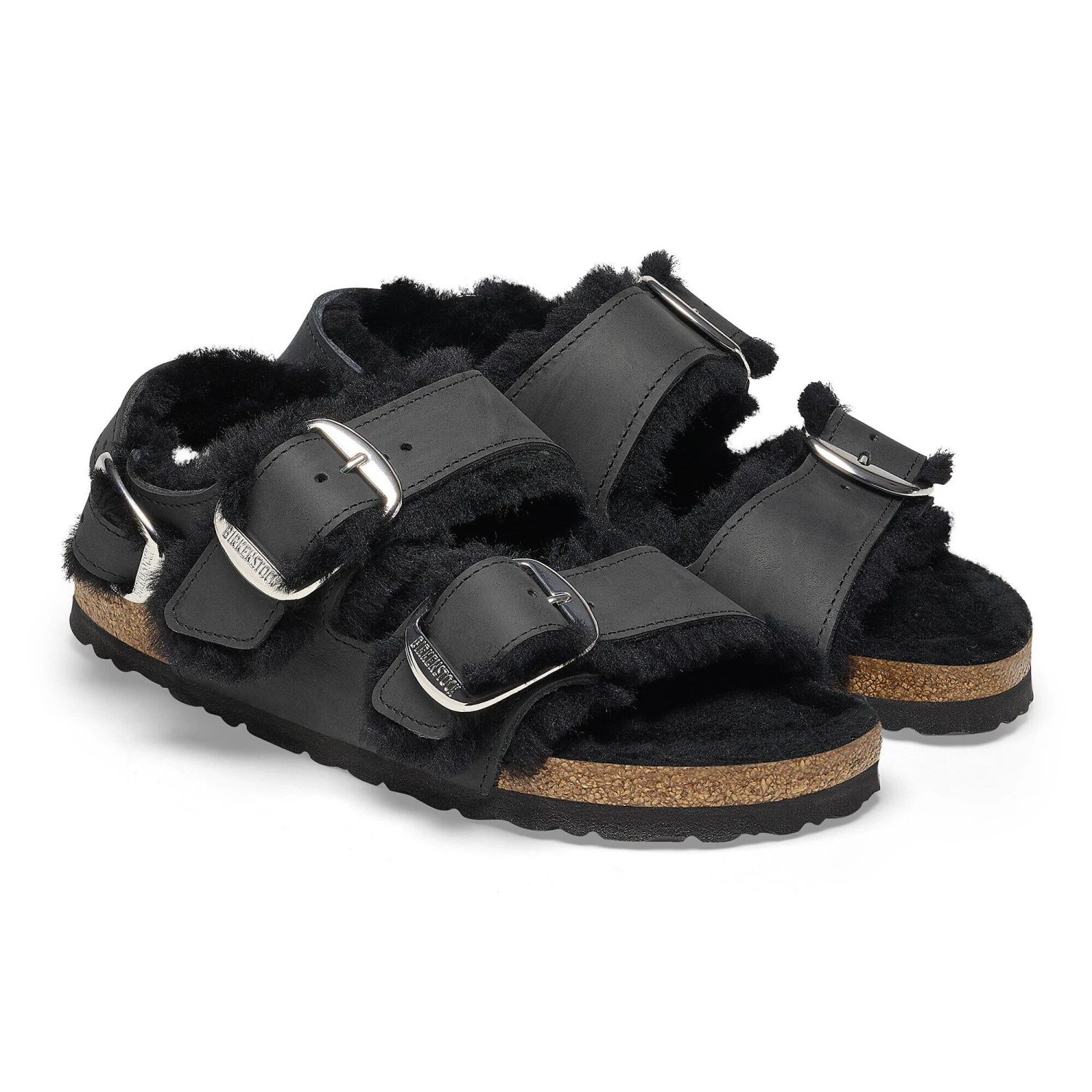 Birkenstock Milano Big Buckle Shearling Oiled Leather Black 5 Birkenstock Milano Big Buckle Shearling Oiled Leather Black - Image 5