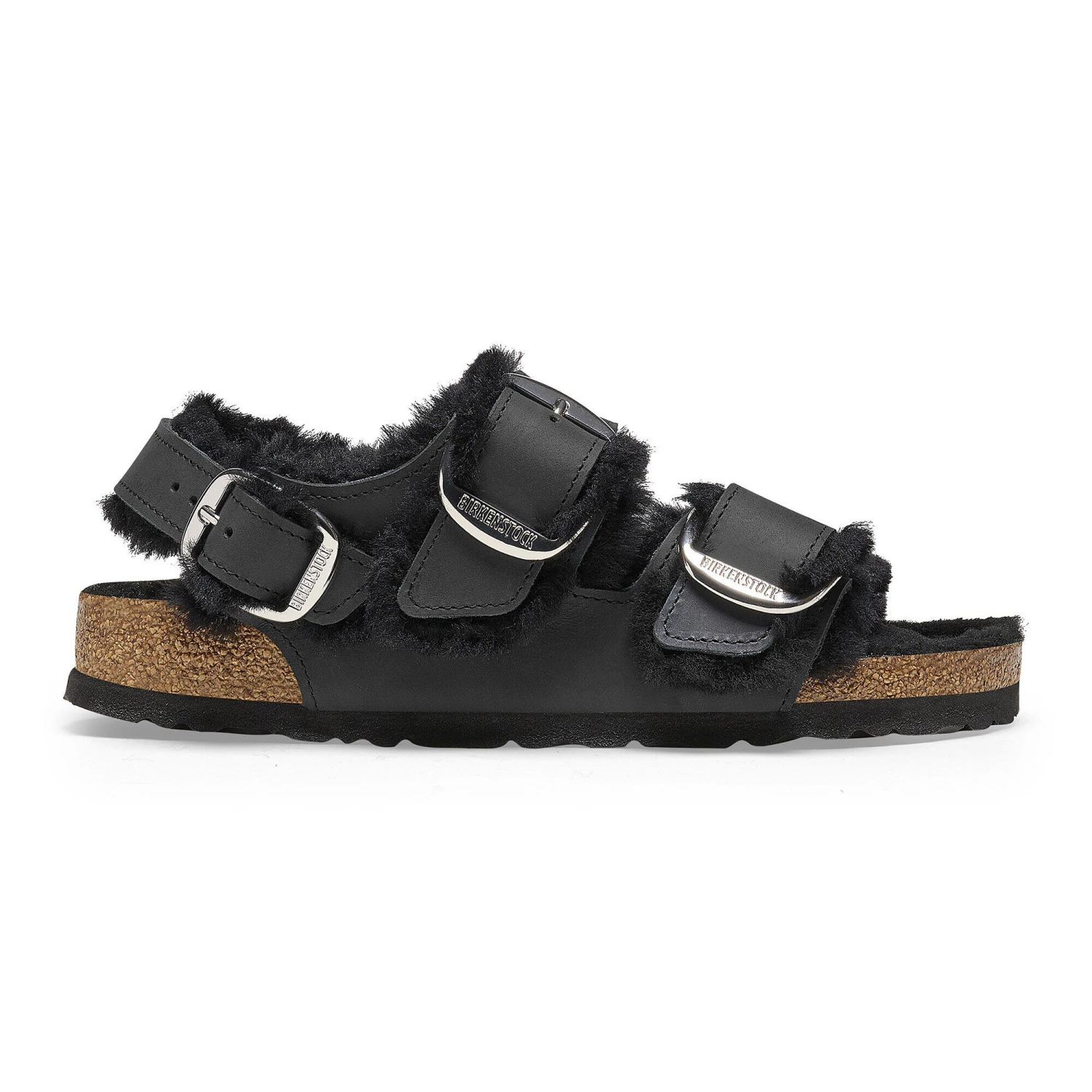 Birkenstock Milano Big Buckle Shearling Oiled Leather Black 3 Birkenstock Milano Big Buckle Shearling Oiled Leather Black - Image 3