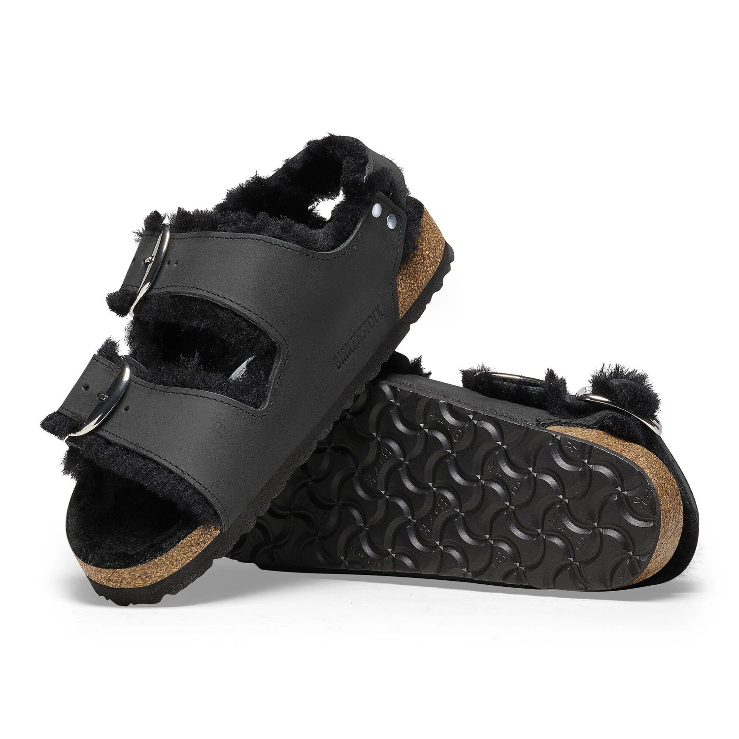 Birkenstock Milano Big Buckle Shearling Oiled Leather Black 7 Birkenstock Milano Big Buckle Shearling Oiled Leather Black - Image 7