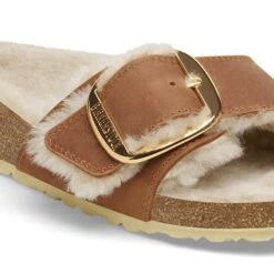Birkenstock Madrid Big Buckle Shearling Oiled Leather Cognac -Birkenstock Shop 1025415 detail 1