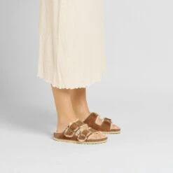 Birkenstock Arizona Big Buckle Shearling Oiled Leather Cognac -Birkenstock Shop 1025432 f look f