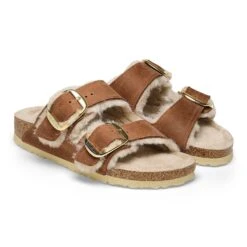 Birkenstock Arizona Big Buckle Shearling Oiled Leather Cognac -Birkenstock Shop 1025432 pair
