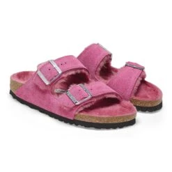 Birkenstock Arizona Shearling Suede Leather Fuchsia Tulip -Birkenstock Shop 1025444 pair