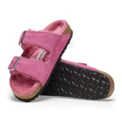 Birkenstock Arizona Shearling Suede Leather Fuchsia Tulip -Birkenstock Shop 1025444 sole