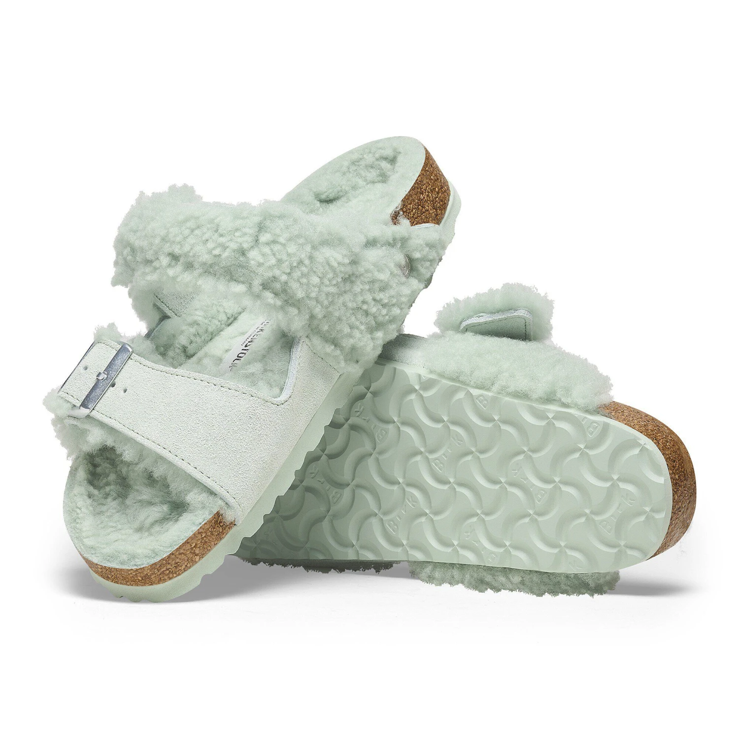 Birkenstock Arizona Teddy Split Suede Leather-Shearling Matcha 8 Birkenstock Arizona Teddy Split Suede Leather-Shearling Matcha - Image 8