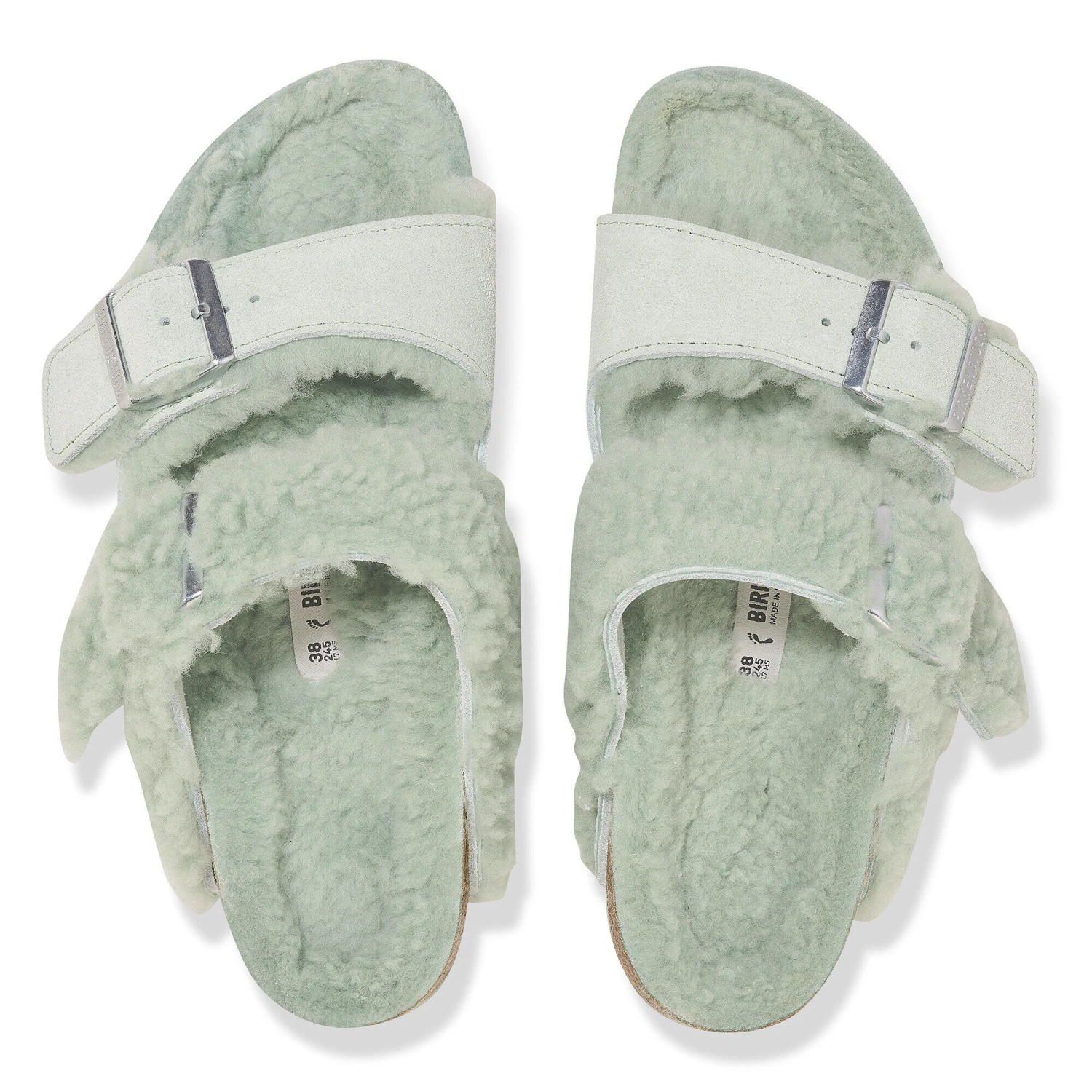 Birkenstock Arizona Teddy Split Suede Leather-Shearling Matcha 2 Birkenstock Arizona Teddy Split Suede Leather-Shearling Matcha - Image 2