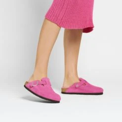 Birkenstock Boston Shearling Suede Leather Fuchsia Tulip -Birkenstock Shop 1025521 f look f