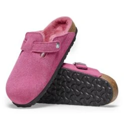 Birkenstock Boston Shearling Suede Leather Fuchsia Tulip -Birkenstock Shop 1025521 sole