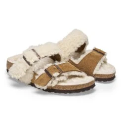 Birkenstock Arizona Teddy Split Suede Leather-Shearling Mink -Birkenstock Shop 1025541 pair