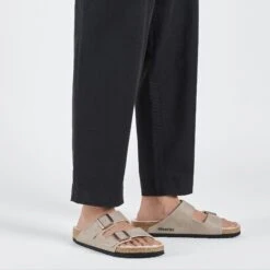 Birkenstock Arizona Shearling Synthetics Desert Dust Gray Taupe -Birkenstock Shop 1025573 f look m