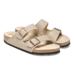 Birkenstock Arizona Shearling Synthetics Desert Dust Gray Taupe -Birkenstock Shop 1025573 pair