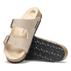 Birkenstock Arizona Shearling Synthetics Desert Dust Gray Taupe -Birkenstock Shop 1025573 sole