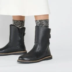 Birkenstock Uppsala Shearling Leather Black -Birkenstock Shop 1025583 f closeup f