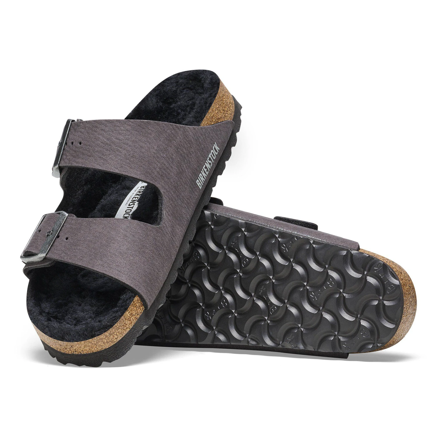 Birkenstock Arizona Shearling Synthetics Desert Dust Black 14 Birkenstock Arizona Shearling Synthetics Desert Dust Black - Image 14