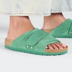 Birkenstock Kyoto Nubuck-Suede Leather Digital Green -Birkenstock Shop 1025675 f closeup f