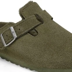 Birkenstock Boston Shearling Suede Leather Thyme -Birkenstock Shop 1025686 detail 1