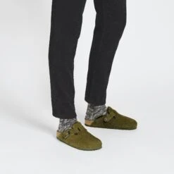 Birkenstock Boston Shearling Suede Leather Thyme -Birkenstock Shop 1025686 f look m