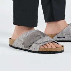 Birkenstock Kyoto Natural Leather-Felt Light Gray 15 Birkenstock Kyoto Natural Leather-Felt Light Gray -Birkenstock Shop 1025708 f closeup m