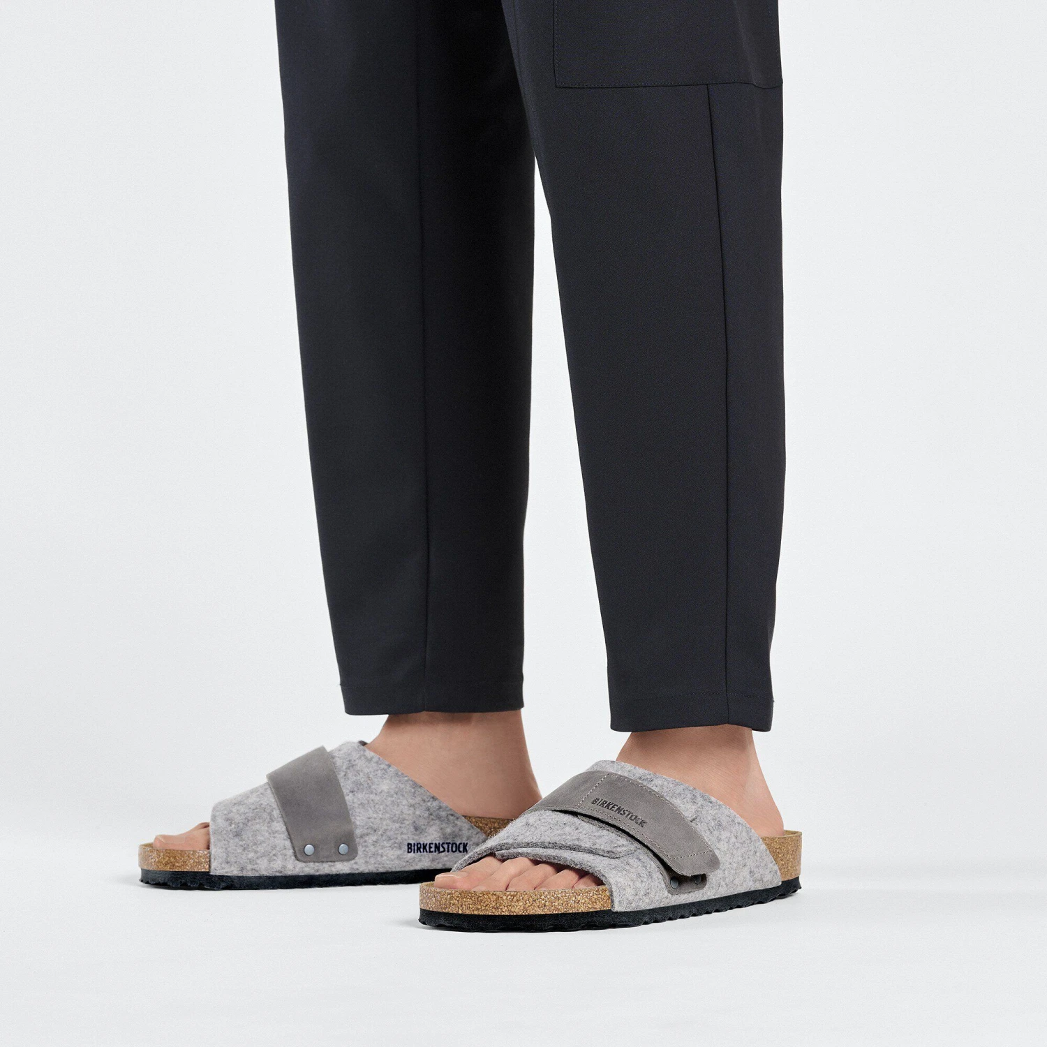 Birkenstock Kyoto Natural Leather-Felt Light Gray 4 Birkenstock Kyoto Natural Leather-Felt Light Gray - Image 4