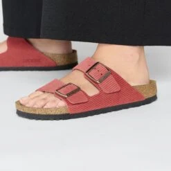Birkenstock Arizona Suede Embossed Corduroy Sienna Red -Birkenstock Shop 1026095 f closeup f