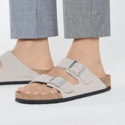 Birkenstock Arizona Suede Embossed Corduroy Stone Coin -Birkenstock Shop 1026131 f closeup m