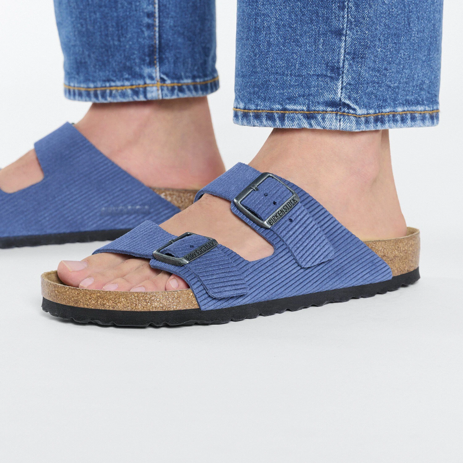 Birkenstock Arizona Suede Embossed Corduroy Indigo 9 Birkenstock Arizona Suede Embossed Corduroy Indigo - Image 9