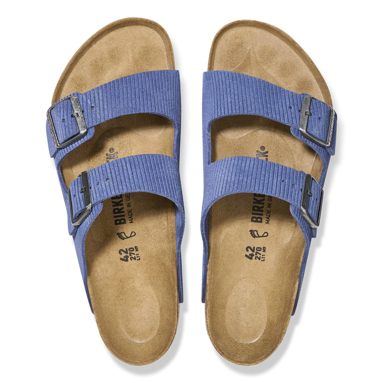 Birkenstock Arizona Suede Embossed Corduroy Indigo 2 Birkenstock Arizona Suede Embossed Corduroy Indigo - Image 2