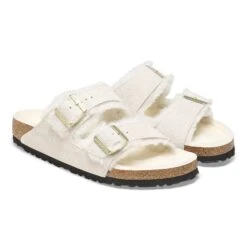 Birkenstock Arizona Shearling Suede Leather Antique White -Birkenstock Shop 1026154 pair