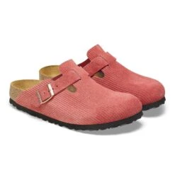 Birkenstock Boston Suede Embossed Corduroy Sienna Red -Birkenstock Shop 1026167 pair