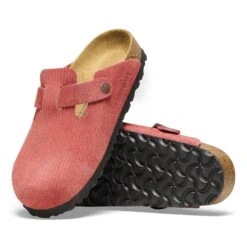 Birkenstock Boston Suede Embossed Corduroy Sienna Red -Birkenstock Shop 1026167 sole