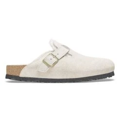 Birkenstock Boston Shearling Suede Leather Antique White -Birkenstock Shop 1026180 side