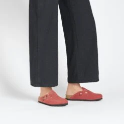 Birkenstock Boston Suede Embossed Corduroy Sienna Red -Birkenstock Shop 1026198 f look f