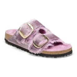 Birkenstock Arizona Big Buckle Shearling Oiled Leather Lavender