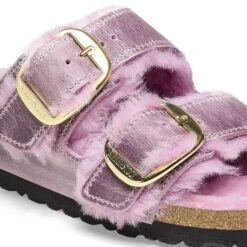 Birkenstock Arizona Big Buckle Shearling Oiled Leather Lavender -Birkenstock Shop 1026252 detail 1