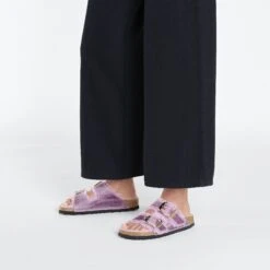 Birkenstock Arizona Big Buckle Shearling Oiled Leather Lavender -Birkenstock Shop 1026252 f look f