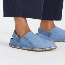 Birkenstock Lutry Premium Suede Suede Leather Elemental Blue -Birkenstock Shop 1026361 f closeup f