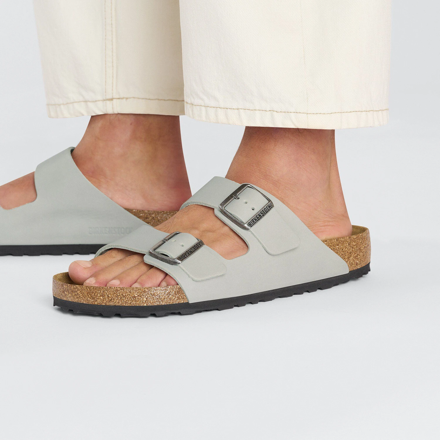 Birkenstock Arizona Grip Leather Vintage Wood Mineral Grey 6 Birkenstock Arizona Grip Leather Vintage Wood Mineral Grey - Image 6