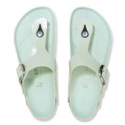 Birkenstock Gizeh Big Buckle Natural Leather Patent High Shine Surf Green -Birkenstock Shop 1026477 top