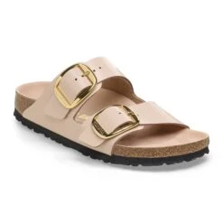 Birkenstock Arizona Big Buckle Natural Leather Patent High Shine New Beige