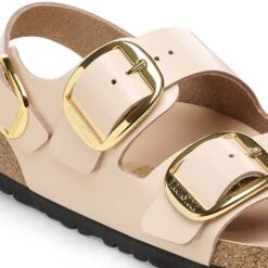 Birkenstock Milano Big Buckle Natural Leather Patent High Shine New Beige -Birkenstock Shop 1026511 detail 1