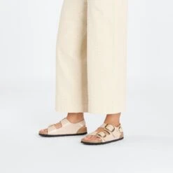 Birkenstock Milano Big Buckle Natural Leather Patent High Shine New Beige -Birkenstock Shop 1026511 f look f