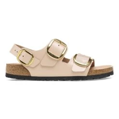 Birkenstock Milano Big Buckle Natural Leather Patent High Shine New Beige -Birkenstock Shop 1026511 side
