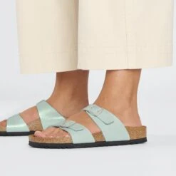 Birkenstock Sydney Birko-Flor Graceful Surf Green -Birkenstock Shop 1026513 f closeup f
