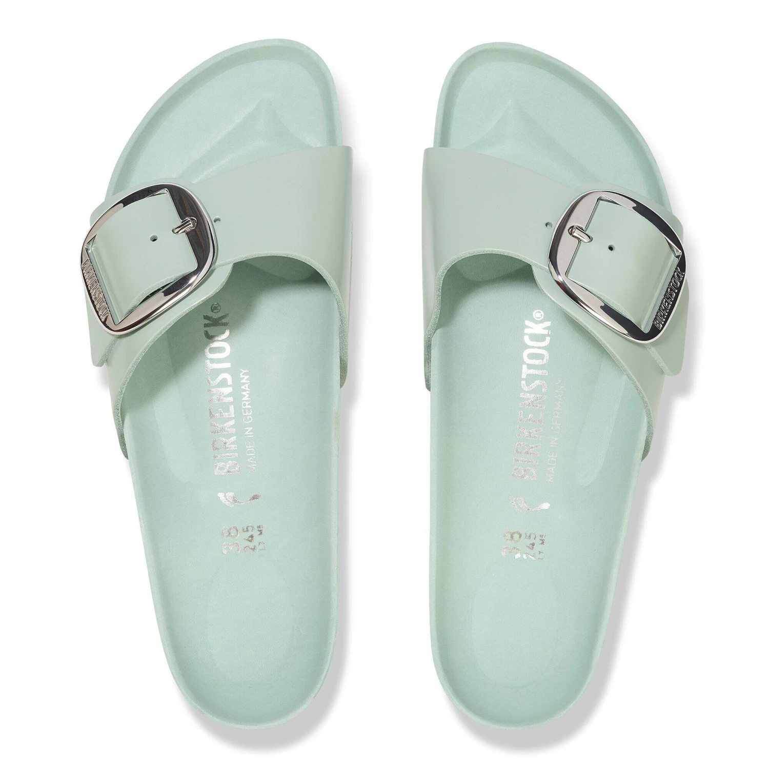 Birkenstock Madrid Big Buckle Natural Leather Patent High-Shine Surf Green 2 Birkenstock Madrid Big Buckle Natural Leather Patent High-Shine Surf Green - Image 2